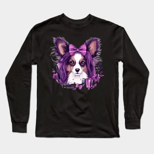 Beauty Expert: Papillon Dog Cosmetologist Long Sleeve T-Shirt